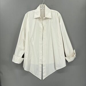 Fe Noel Shirt Medium White Belted Tunic High Low Hem Japanese Cotton Button Up